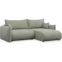 Selsey CUSHI – Canapé d'angle convertible, angle à droite, chenille vert sauge