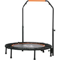 40-inch Foldable Mini Fitness Trampoline with Adjustable Foam Handle - Compact and Portable Exercise Equipment in Orange