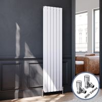 ELEGANT Modern Designer Radiator White Vertical Flat Panel 1800x452mm Radiator Double and Angled Radiator Valves