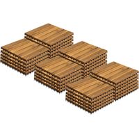 Jiubiaz Dalle en bois Acacia 30 x 30 Dalles à clipser Balcon Dalles de terrasse Dalles de terrasse en bois Système à clipser Extérieur,résistant aux intempéries,antidérapant 99x