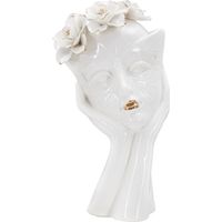 Vaso Woman Mask in porcellana bianca con dettagli oro
