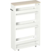Armario auxiliar baño carrito 3 estantes ruedas espacios estrechos blanco 50x13x67.5 cm