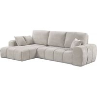 Divano letto angolare sinistro in tessuto ciniglia "Verneuil" - 3 posti - Beige