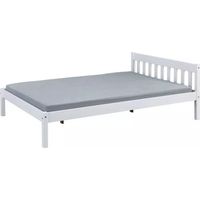 letto matrimoniale in legno di pino massello bianco 140x200 cm