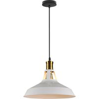 Lustre Suspension Industrielle Vintage Luminaire Plafonnier Abat-jour en Métal Lampe à Suspension Ajustable E27 Ø27CM Blanc - 1Pcs