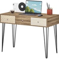 Bureau Boho-Chic avec tiroirs pattes fourche plateau spacieux 105x50x75cm bois