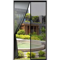 Longziming – Moustiquaire porte 120x220cm – Maille très dense – Aimantée avec fermeture automatique – Ruban adhésif et bâtons magnétiques – Noir