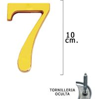 Messingzahl "7" 10 cm. mit versteckten Schrauben (Blister 1 Stück)
