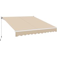Yaheetech Tenda da Sole a Bracci Estensibili Avvolgibile da Esterno Balcone Finestra Porta Tettuccio Ristorante Tendalino a Scomparsa Manuale Resistente ai Raggi UV 300 x 250 cm/Beige