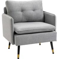 Fauteuil Moderne en Tissu avec Assise Rembourrée et Pieds en Acier, Dimensions 72x70x80 cm, Couleur Grise