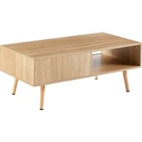 TABLE Rattan Weave Storage Function MDF Natural Wood 105.00x55.00x40.00cm