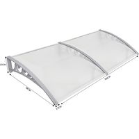Aqrau Pensilina Tettoia per Porta Balcone Esterno, 100x300 cm, Tetto Policarbonato Alveolare Trasparente, Bianco