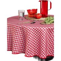 Promo Linge Nappe Ronde de Table Anti-Tâches 100% Polyester Motif Vichy