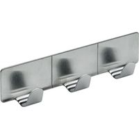 Hettich Hakenleiste selbstklebend 3 Haken Stahl, Edelstahl Optik, 1 Stück Möbelbeschläge
