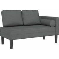 Méridienne chaise longue canapé pour intérieur avec coussins en tissu gris foncé DEC026078