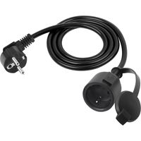 Rallonge Electrique Shucko 90 Degrés Extérieur, Rallonge Courte de Sécurité Noir pour Maison, Jardin, Chantier (1m)