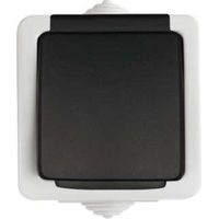 Prise hermétique simple Tekno 2P+0 avec obturateur de contact 16A 250V grise IP54 25356
