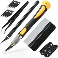Kit de Cutter Précision, Contient 2 Cutter, 10 lames couteau, boîte rangement, Pince à épiler, Raclette, adapté l'art,au passe-temps, au scrapbooking, diy et la sculpture Set-b -