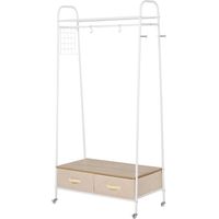 Perchero metálico con ruedas colgador para ropa con riel estantes cajones 99x47x185cm