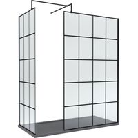 8mm Glass Walk In Wetroom Screens with Matt Black Framed Design and Slate Grey Shower Tray - 1700 x 800mm