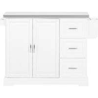SoBuy Kitchen Trolley with 3 Drawers White 128x71x91cm Modern FKW41-II-ST