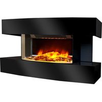 CHEMIN'ARTE Camino elettrico da parete Lounge Medium Nero - 82x21x42cm - caminetto elettrico con Fiamma LED 2000W e Telecomando, Caminetto con Timer e Controllo Automatico di Temperatura