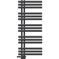 LuxeBath Radiatore da Bagno Iron EM 500x1200 mm Antracite Attacco Centrale con Set di Collegamento Termostato Universale Angolare e Passante Calorifero di Design Riscaldamento Scaldasalviette