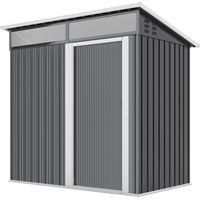 Caseta jardín metálica puerta corredera ventanas ventilación 195x122x159/182 cm Gris