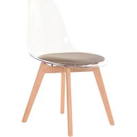 Chaise cuisine design beige en polycarbonate et bois - Beige polycarbonate avec nuances de bois clair