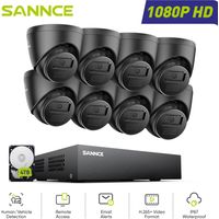 SANNCE Kit de Vidéosurveillance Extérieur 1080P 8 canaux 8 caméras Turret 2MP,Accès à Distance Vision Nocturne Système de Caméra de Sécurité Filaire,4TB HDD