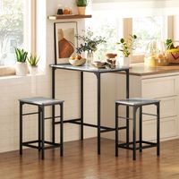 Ensemble table de bar, table de bar avec tabourets de bar, table à manger avec 2 chaises à pieds antidérapants, gris
