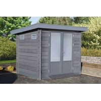 Wolff Finnhaus WPC Gerätehaus Bella 2319 28 Gerätehaus aus Holz/Kunststoff in Grau, Geräteschrank mit 28 mm Wandstärke Gartenhaus