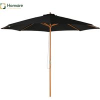 HOMAIRE Sonnenschirm Holz Bambus Schwarz robust elegant pour Garten Terrasse
