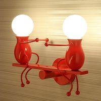 2-flammig Wandlampe Humanoid LED, Wandleuchte Modern Innen für Bar, Schlafzimmer, Küche, Restaurant, Café, Flur (Rot)