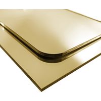 Plaque plexiglass miroir or 3 mm. Miroir acrylique. Plaque miroir doré. Verre synthétique or. Plaque PMMA XT. Plexi miroir Or - Bords arrondis - 200 x 1400 mm