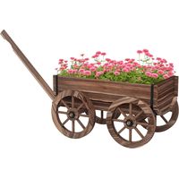 Jardinière brouette en bois / Carré potager surélevé — Résistante aux intempéries, 120 x 41 x 50 cm, Marron