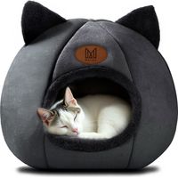 Maison pour chat, niche, lit douillet avec oreilles DAISY noir