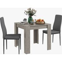 Set da Pranzo 3 Pezzi con Tavolo da Cucina 80x80x76 cm e 2 Sedie Moderne 41x50x97 cm, Grigio