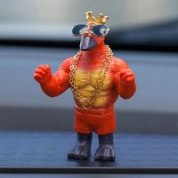 Mini canard musculaire, cadeaux amusants décoratifs décoratifs maison voiture, statue de bureau sculpture petite statue pour son homme sa femme amie petit ami anniversaire Nouvel An Noël rouge