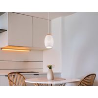 Kleine Pendelleuchte 1-flammig Metall Weiß mit Dekorstanzung & E27 LED Ø 15cm