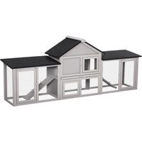 Pawhut – Clapier cage à lapins XXL 2 étages – Bois massif de pin préhuilé – Toit bitumé intégral – Tiroir à déjection – 210x45,5x84,5cm