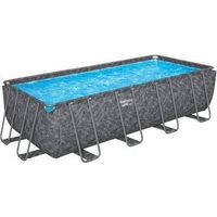 Kit Piscina fuera de tierra tubular BESTWAY - APX 365 - 549 x 274 x 132 cm - Rectangular (Filtro de arena, 250g polysphere, escalera)