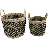 Ensemble de 2 paniers de rangement en jonc de mer tressé
