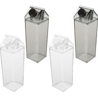 Lot 4 bouteilles réutilisables de 500 ml en plastique, avec bouchons noir et blanc, pour les voyages, le camping