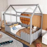 Cama Infantil 90x200 Cm Estructura Madera Y Protección Caídas