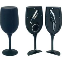 Signes Grimalt Sacacorchos Cocina Copa 3 Piezas Vino Abrebotellas Negro 9x9x23cm 19529