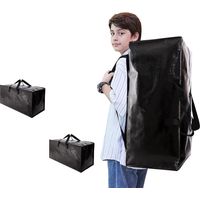 Sacs de déménagement robustes avec sangles de sac à dos et poignées solides, alternative aux cartons de déménagement et aux sacs de rangement pour les essentiels de la chambre, lot de 2, noir