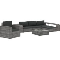 8-tlg. Garten-Lounge-Set mit Auflagen Poly Rattan Grau vidaXL