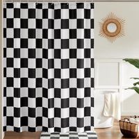 Rideau de douche à carreaux noir et blanc pour salle de bain, joli rideau de douche rétro à carreaux vintage esthétique, rideau de bain en tissu lavable 180 x 180 cm