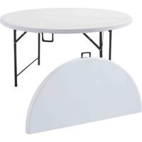 Rekkem – Table pliante ronde 150 cm – 8 places – Structure acier époxy – Plateau PEHD – Usage intérieur/extérieur – Charge max 130 kg